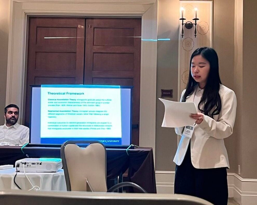 Georgetown CCT's Nadaya Hayasi presents her paper on Immigrant Issue Priorities in elections.