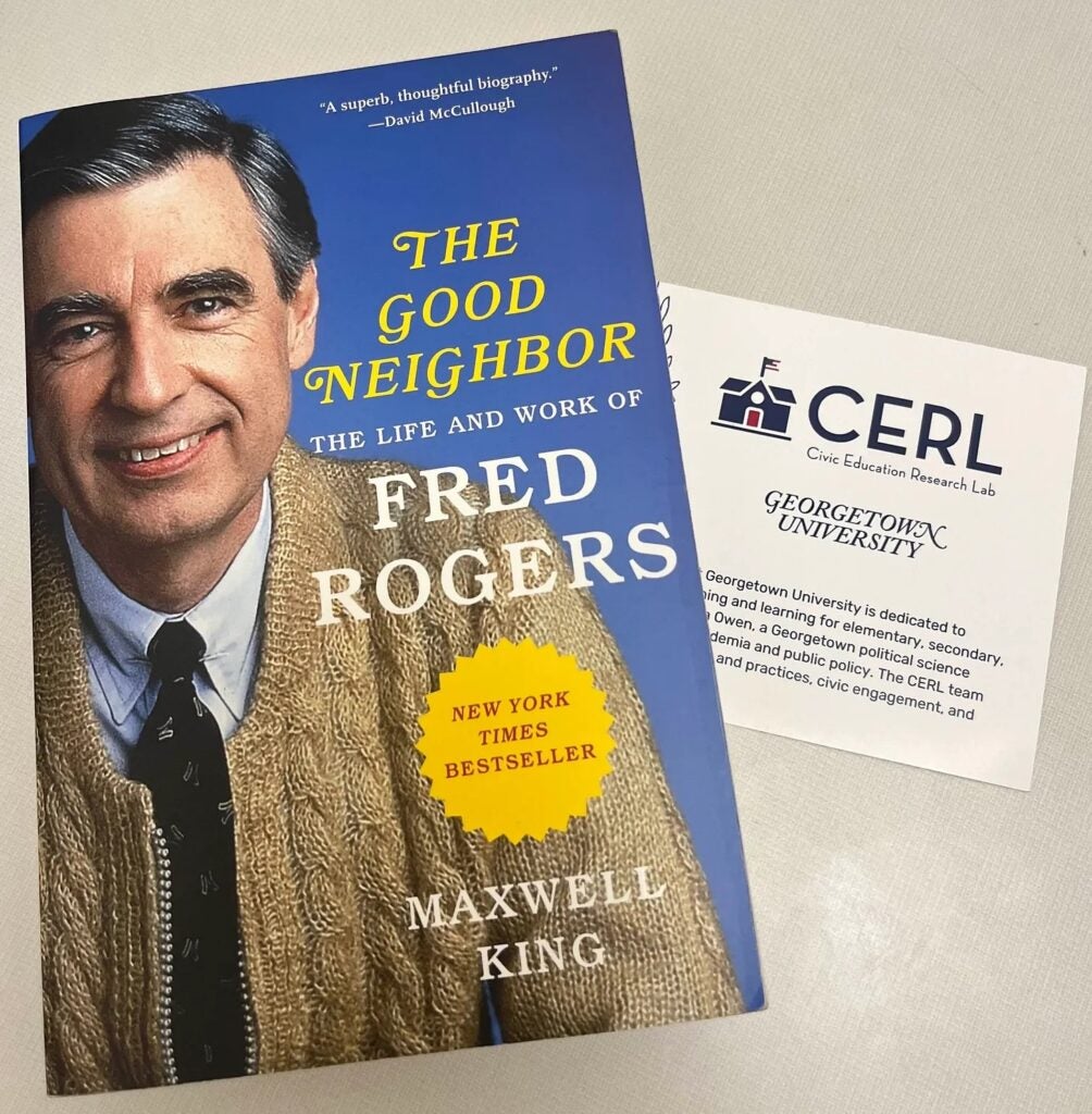 The Good Neighbor, Fred Rogers by Maxwell King with CERL postcard