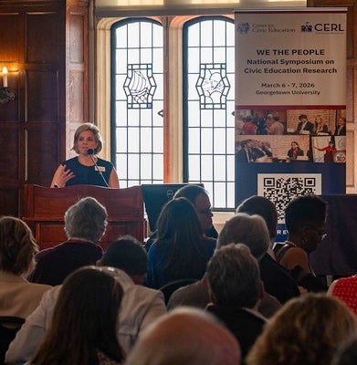 Donna Phillips speaks at 2026 National Symposium on Civic Education