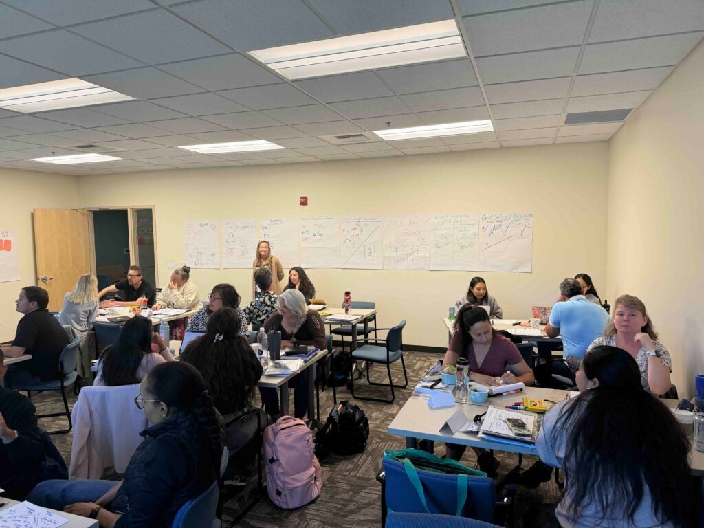 Teachers engage in one of the ICC lessons during the institute.