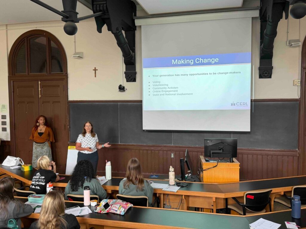 Dr, Diana Owen and CERL team speak to PALS students about making change in their communities.