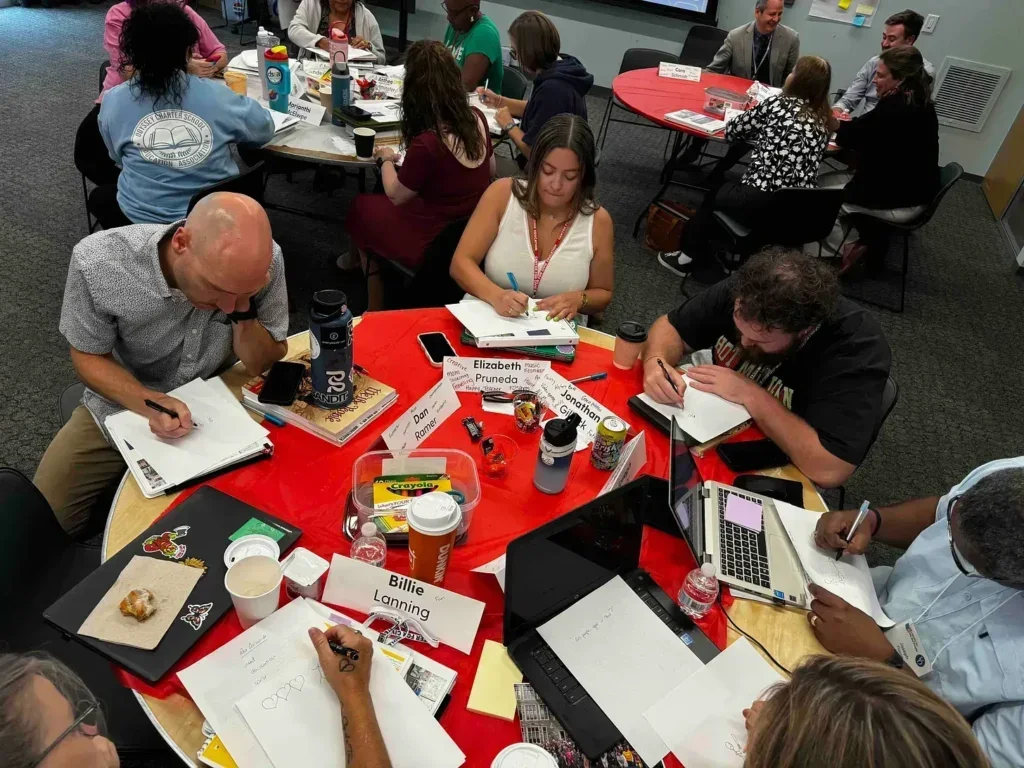Teachers participate in one of the hands-on lessons at the summer institute