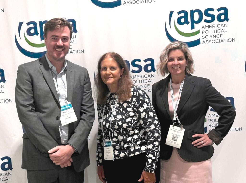 Patrick McSweeney and Diana Owen of CERL with Donna Phillips of the Center for Civic Education at the 2026 APSA Annual Meeting in Boston